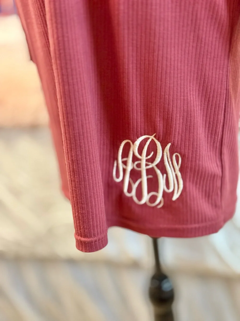 Jordann Ribbed Cowl Neck Tunic Dress M Mauve Pink Monogram Oversized Cozy - Picture 2 of 5